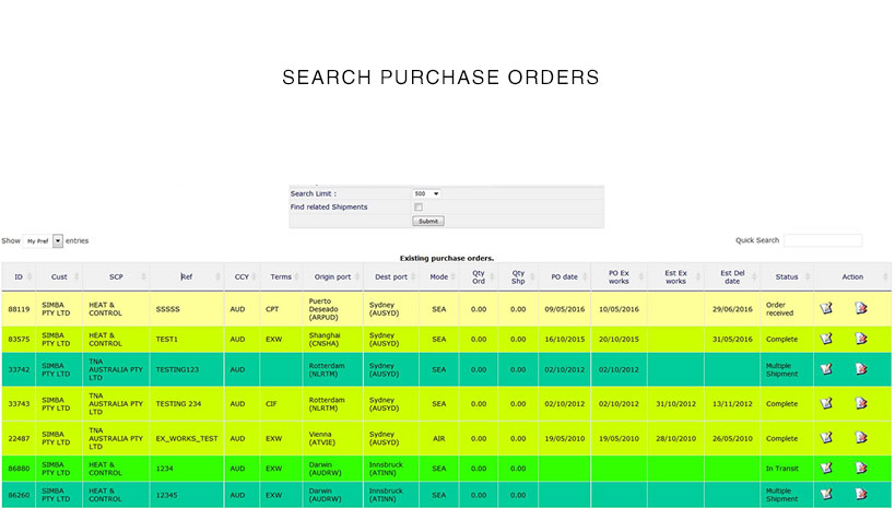 Search Purchase Orders