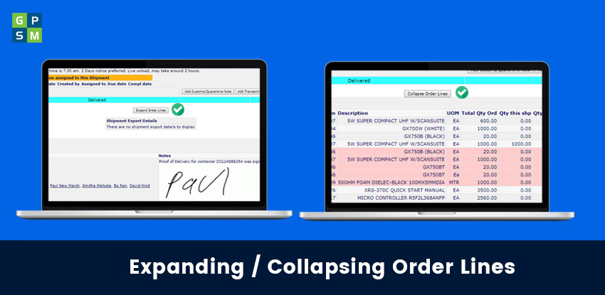 Expanding and Collapsing Order Lines